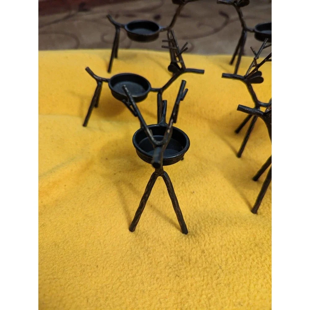 Metal Reindeer candle holders tea light set of 6 Black & Copper Color - Picture 2 of 6